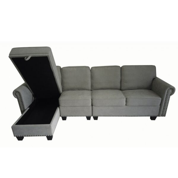 High quality chaise sofa manufacturer Multifunction Reversible Sectional lounger Couch Sofa with Storage Chaise - Image 3
