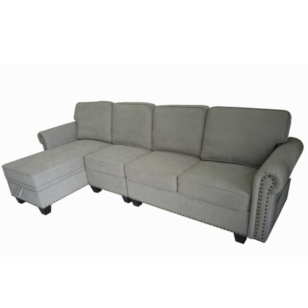 High quality chaise sofa manufacturer Multifunction Reversible Sectional lounger Couch Sofa with Storage Chaise - Image 2