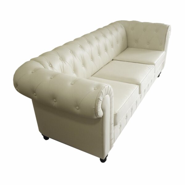 Luxury Roll Arm Classic 3 Seater PU Leather Couch for Living Room Bedroom Office - Image 3
