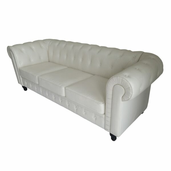 Luxury Roll Arm Classic 3 Seater PU Leather Couch for Living Room Bedroom Office - Image 2