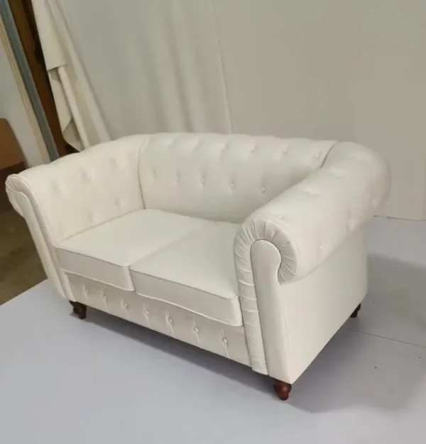 Modern PU Leather 2 Seater Sofa Couch High Quality Accent Chair Classic Tufted Button and Nailhead Rolled Arm for Office Living Room - Image 2