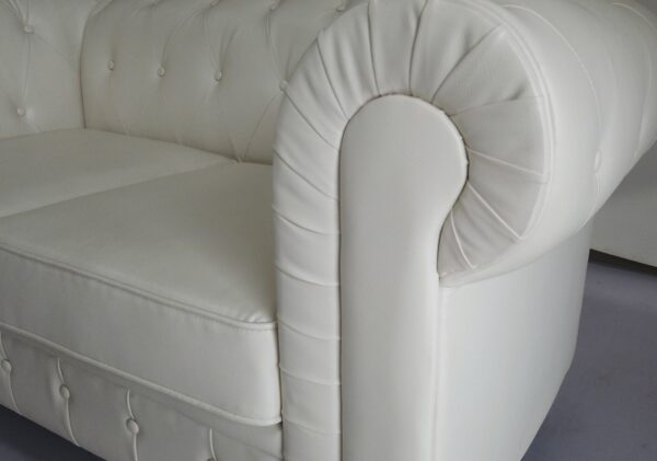 Modern PU Leather 2 Seater Sofa Couch High Quality Accent Chair Classic Tufted Button and Nailhead Rolled Arm for Office Living Room - Image 4
