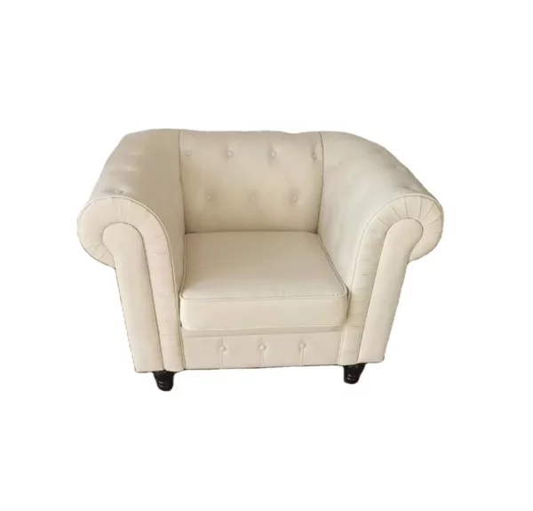 Luxury PU Leather Single Seater Sofa Chair Couch Accent Chair Classic Tufted Button and Nailhead Rolled Arm for Office Living Room