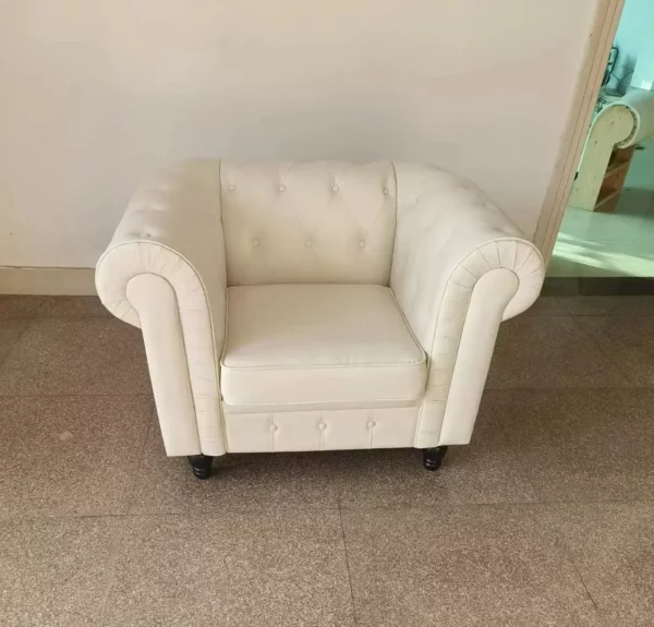 Luxury PU Leather Single Seater Sofa Chair Couch Accent Chair Classic Tufted Button and Nailhead Rolled Arm for Office Living Room - Image 4