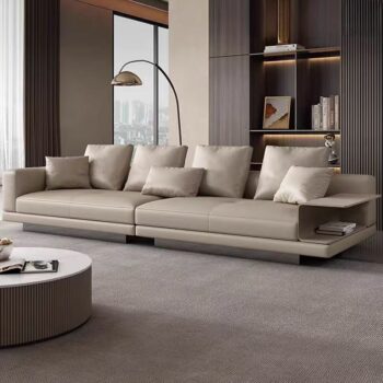 Genuine leather sofa with stainless legs