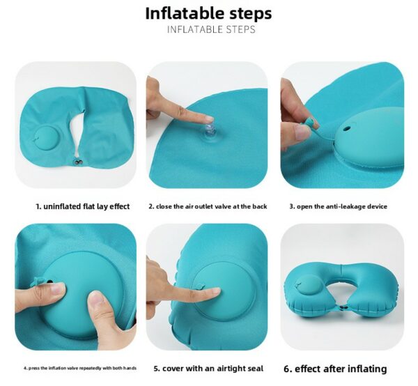 Lightweight Premium  U Shape Inflatable Air Pillow with Press Pump Premium PVC Material Travel Office Neck Cushion - Image 15