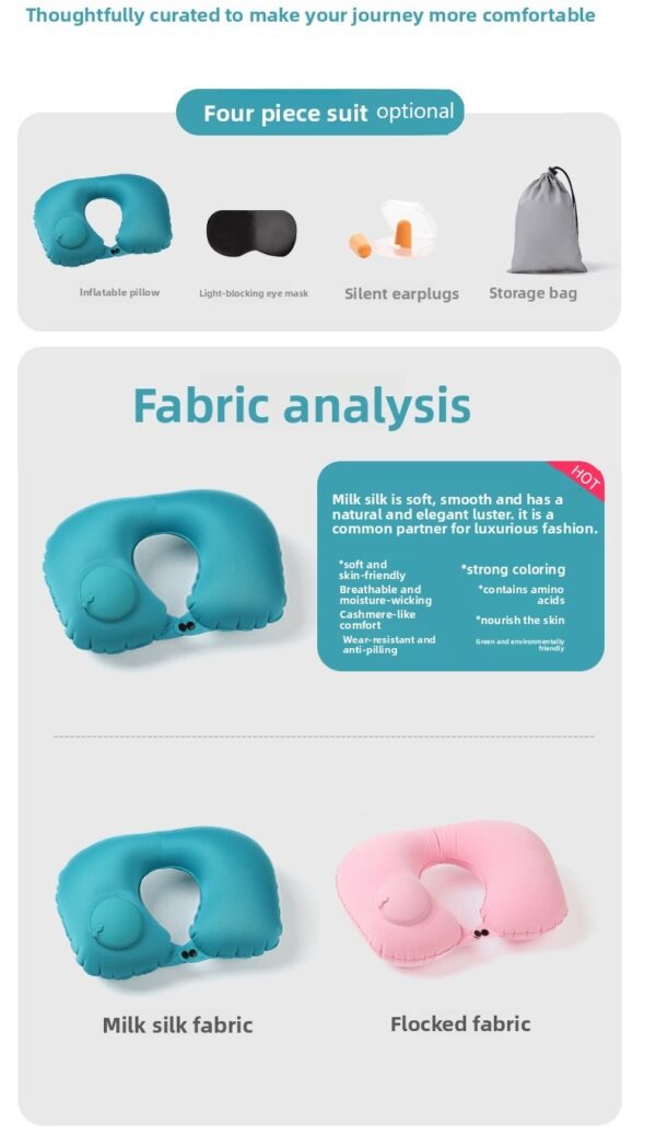 Lightweight Premium  U Shape Inflatable Air Pillow with Press Pump Premium PVC Material Travel Office Neck Cushion - Image 5