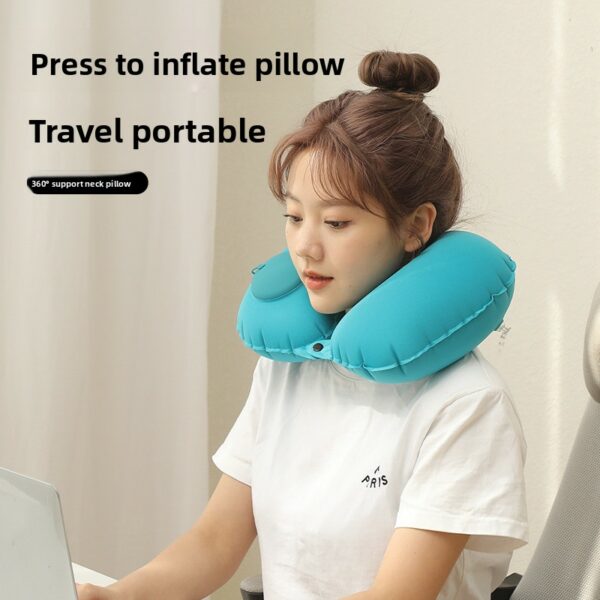 Lightweight Premium  U Shape Inflatable Air Pillow with Press Pump Premium PVC Material Travel Office Neck Cushion - Image 28
