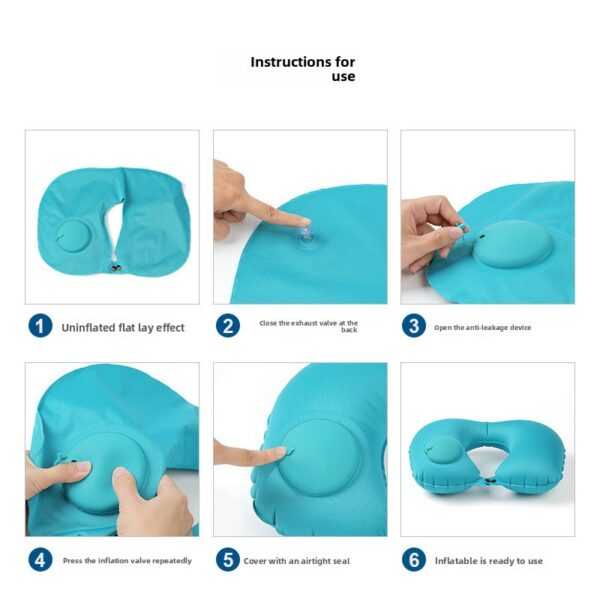 Lightweight Premium  U Shape Inflatable Air Pillow with Press Pump Premium PVC Material Travel Office Neck Cushion - Image 30
