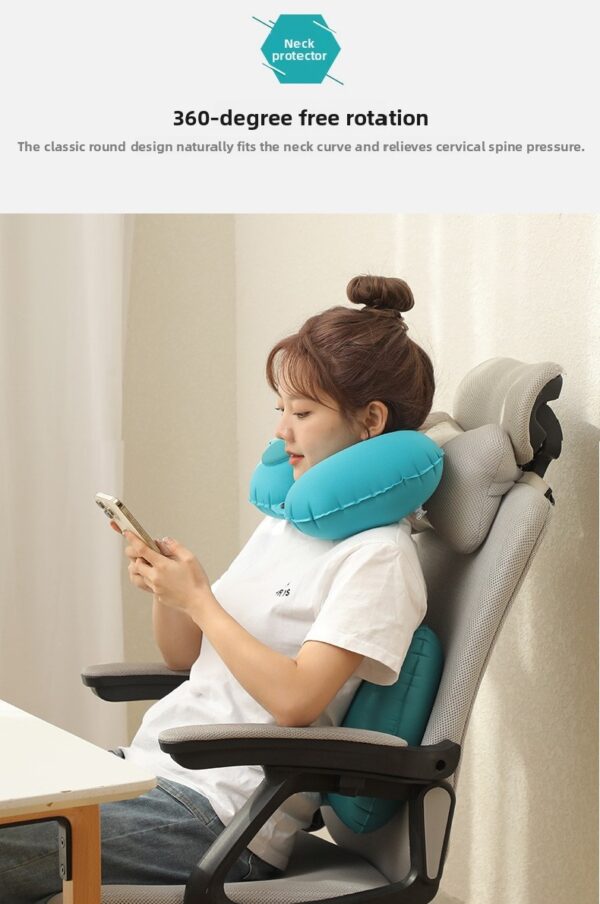Lightweight Premium  U Shape Inflatable Air Pillow with Press Pump Premium PVC Material Travel Office Neck Cushion - Image 8