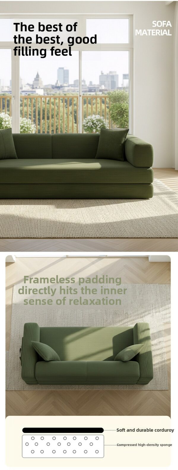Wholesales Skeleton free Compressed Vacuum Packed High-density Sponge Sofa Bed - Image 7