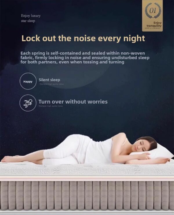 High Quality Luxury Five Star Hotel Style Natural Latex Mattress | Silent Pocket Spring, Anti-Mite & Glue-Free - Image 29