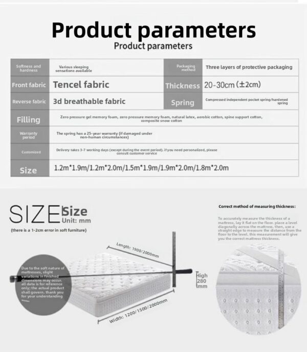 High Quality Luxury Five Star Hotel Style Natural Latex Mattress | Silent Pocket Spring, Anti-Mite & Glue-Free - Image 24