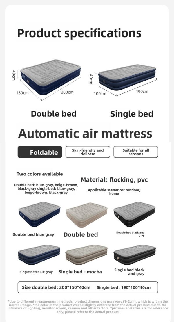Wholesale Portable One-Click Self Inflatable Air Mattress Built-in Electric Pump Quick Inflating Hospital Bedroom Use Indoor - Image 8