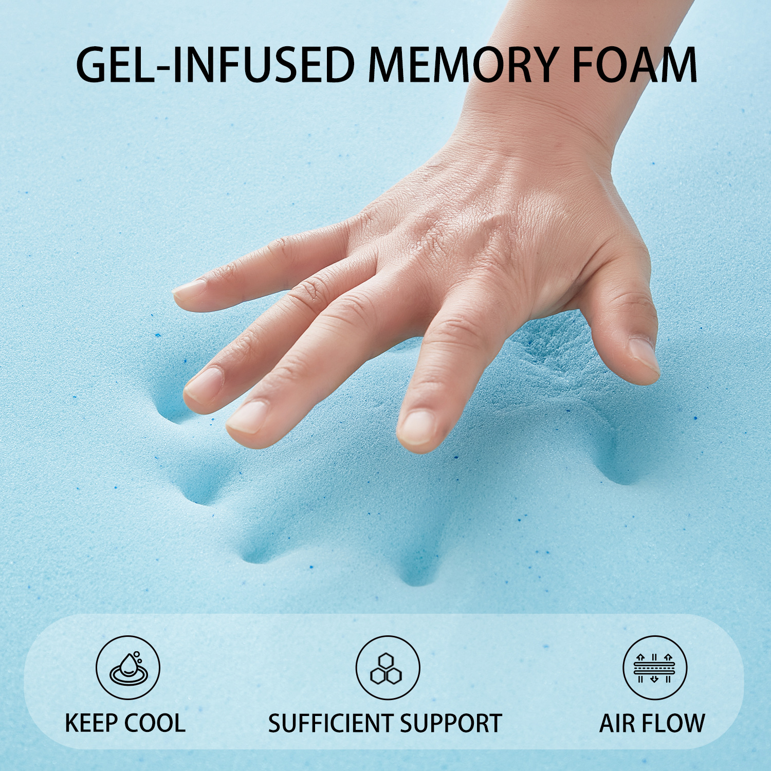 High Quality Gel Memory Foam Mattress Topper | Cool & Pressure-Relief Sleep Upgrade - Image 9